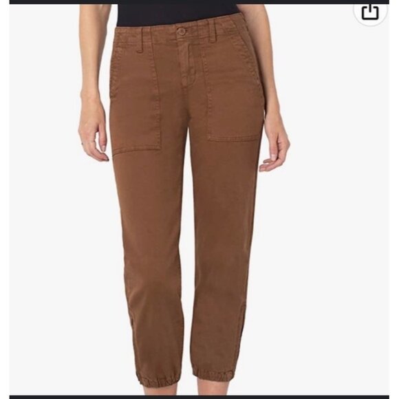 Liverpool Pants - Liverpool Los Angeles Womens Cropped Jogger Pants Brown Size 6/28 With Zippered